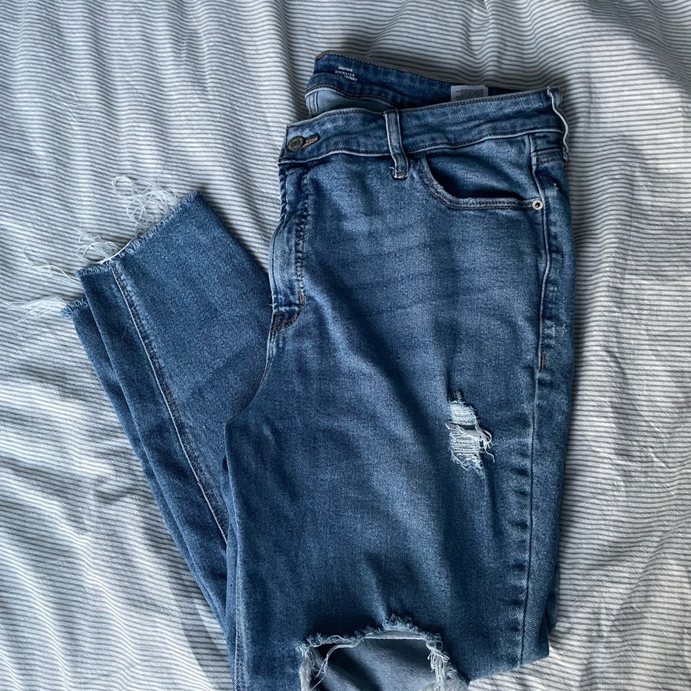 Old Navy Blue Skinny Jeans Distressed Casual